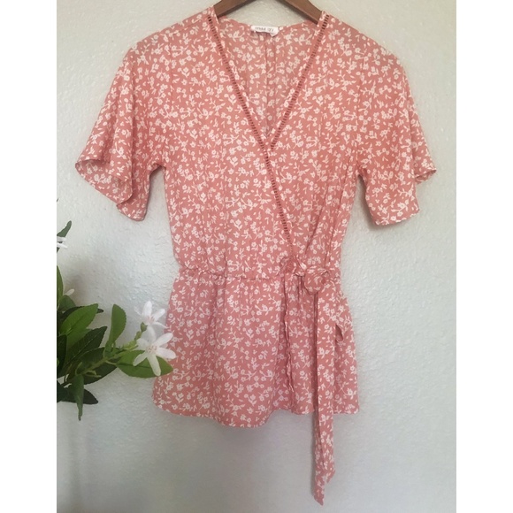 Sienna Sky Tops - Sienna Sky Sheer Floral Tie Waist Wrap Top